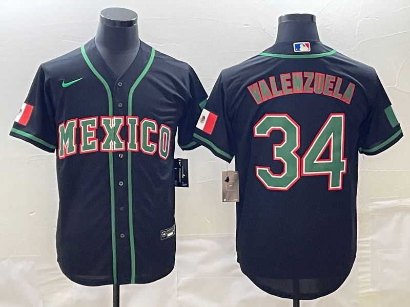 Men 2023 World Cub Mexico #34 Valenzuela Black Nike MLB Jersey->more jerseys->MLB Jersey